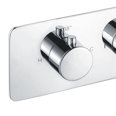 2 Dial 2 Way Round Thermostatic Concealed Valve Diverter & Shower Handset & Bath Filler Waste - 3