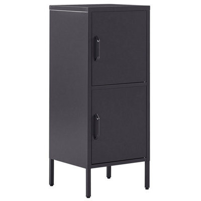 2 Door Metal Storage Cabinet Black HURON