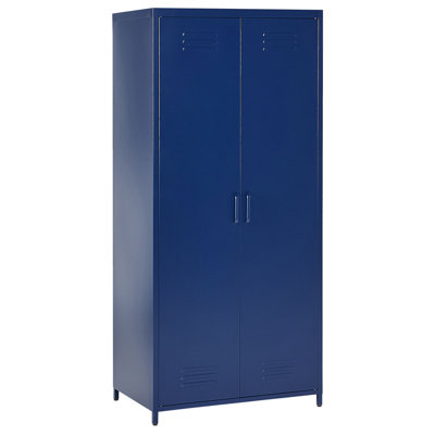 2 Door Metal Storage Cabinet Navy Blue VARNA