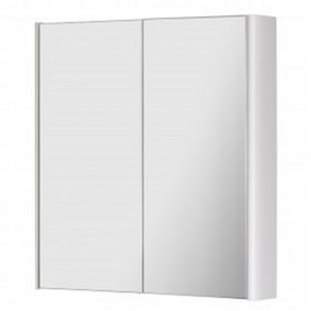 2-Door Mirror Bathroom Cabinet 600mm H x 500mm W - Gloss White - (Arch)