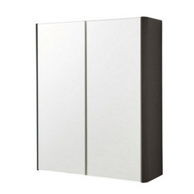 2-Door Mirror Bathroom Cabinet 600mm H x 500mm W - Matt Graphite - (Arch)