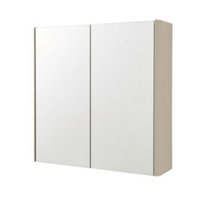 2-Door Mirror Bathroom Cabinet 600mm H x 600mm W - Cashmere - (Arch)