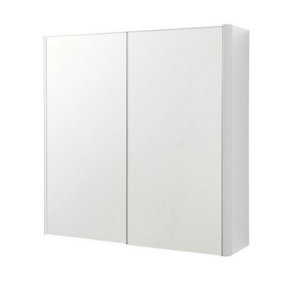 2-Door Mirror Bathroom Cabinet 600mm H x 600mm W - Gloss White - (Arch)
