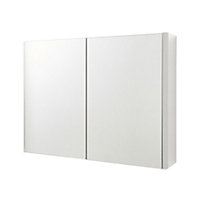 2-Door Mirror Bathroom Cabinet 600mm H x 800mm W - Gloss White - (Arch)
