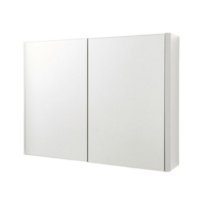 2Door Mirror Bathroom 600mm H x 800mm W Gloss White (Arch