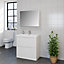 2-Door Mirror Bathroom Cabinet 600mm H x 800mm W - Gloss White - (Arch)