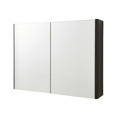 2-Door Mirror Bathroom Cabinet 600mm H x 800mm W - Matt Graphite - (Arch)