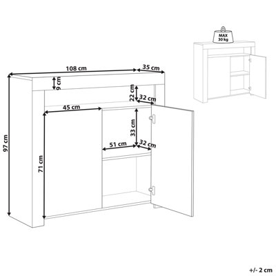 2 Door Sideboard LED White COVINA