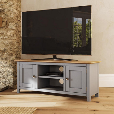 Gray oak deals tv stand