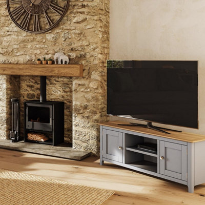 Wood and grey on sale tv unit