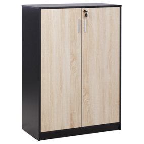 2 Door Storage Cabinet 117 cm Light Wood and Black ZEHNA