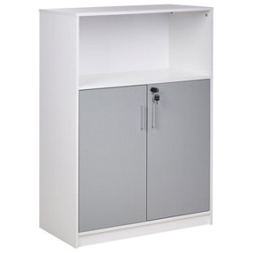 2 Door Storage Cabinet with Shelf Grey and White ZEHNA