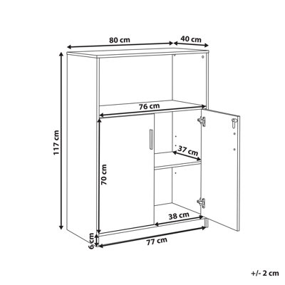 2 Door Storage Cabinet with Shelf Light Wood and Black ZEHNA