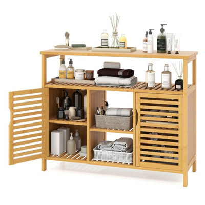 2 Door Storage Organizer Bamboo Bathroom Cabinet Natural