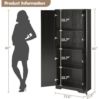 2-Door Tall Kitchen Pantry Cabinet Adjustable Shelves