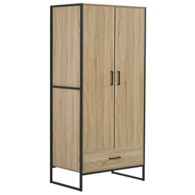 2 Door Wardrobe with Drawer Light Wood SCHWEDT