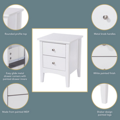 2 drawer bedside cabinet, Como White
