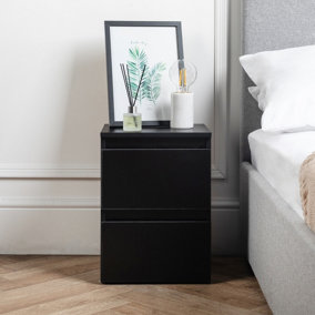 2 Drawer Bedside Chest Black H(470mm) W(400mm) D(360mm)