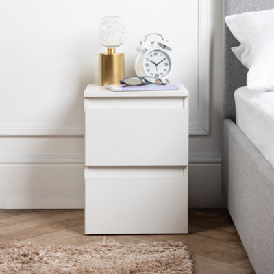 2 Drawer Bedside Chest White H(470mm) W(400mm) D(360mm)
