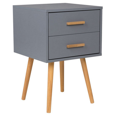 2 Drawer Bedside Table ALABAMA Grey