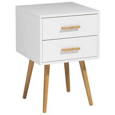 2 Drawer Bedside Table ALABAMA White