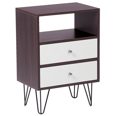 2 Drawer Bedside Table ARVIN Brown/ White