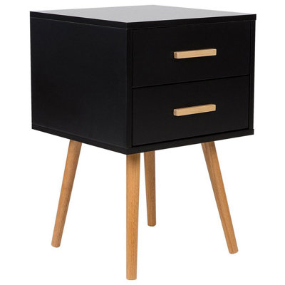 2 Drawer Bedside Table Black ALABAMA