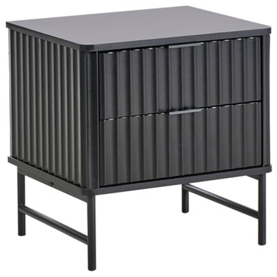 2 Drawer Bedside Table GLASTONBURY Black
