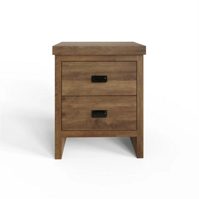 2 Drawer Bedside Table Knotty Oak