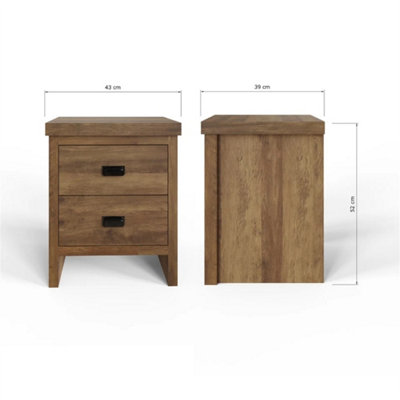 2 Drawer Bedside Table Knotty Oak