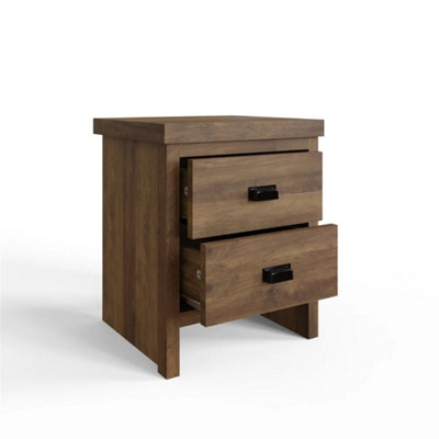 2 Drawer Bedside Table Knotty Oak