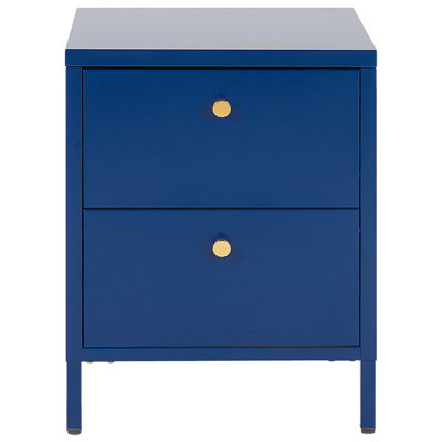 2 Drawer Bedside Table KYLEA Metal Navy Blue