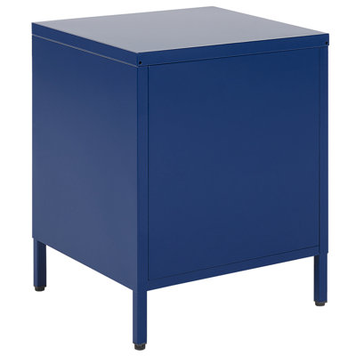 2 Drawer Bedside Table KYLEA Metal Navy Blue