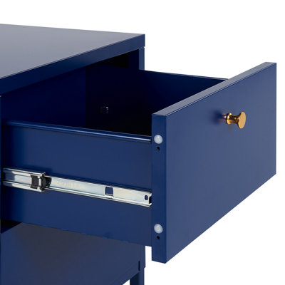 2 Drawer Bedside Table KYLEA Metal Navy Blue