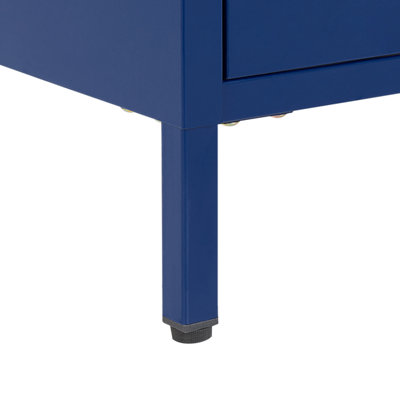 2 Drawer Bedside Table KYLEA Metal Navy Blue