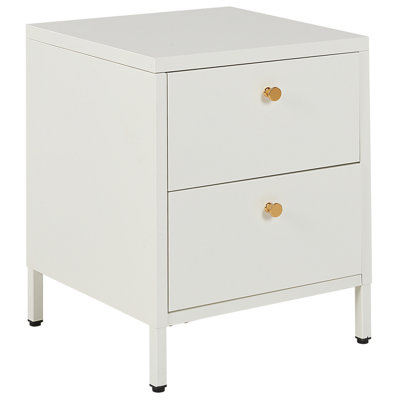 2 Drawer Bedside Table KYLEA Metal White