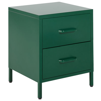 2 Drawer Bedside Table MALAVI Metal Green