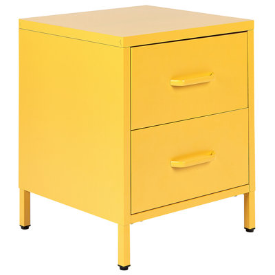 2 Drawer Bedside Table MALAVI Metal Yellow