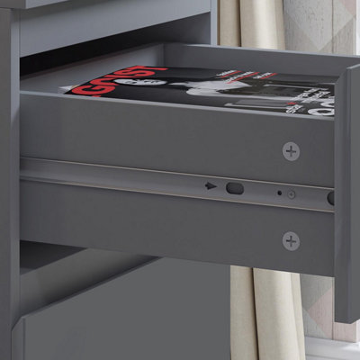 2 Drawer Bedside Table Nightstand Dark Matt Grey Bedroom Furniture