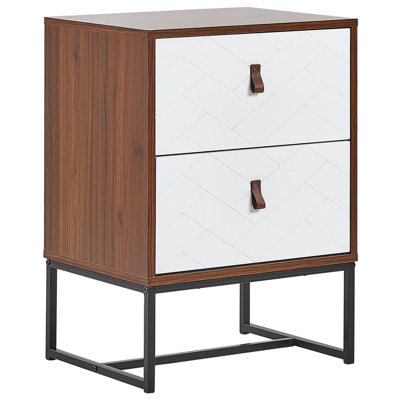 2 Drawer Bedside Table NUEVA Dark Brown/ White