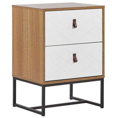 2 Drawer Bedside Table NUEVA Light Brown/ White