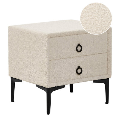 2 Drawer Bedside Table SEZANNE Boucle Off-White