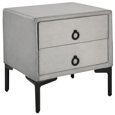 2 Drawer Bedside Table SEZANNE Velvet Light Grey