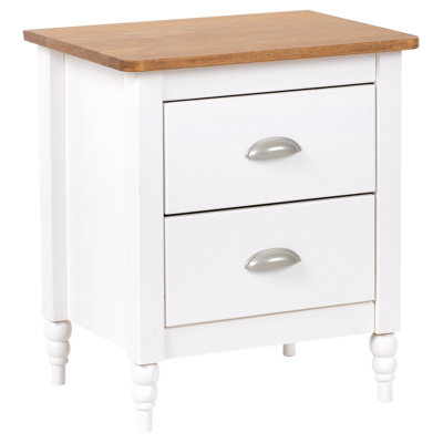 2 Drawer Bedside Table SHILLINGTON Pine Wood Brown/ White