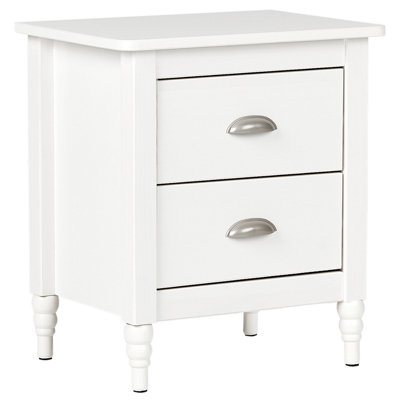 2 Drawer Bedside Table SHILLINGTON Pine Wood White