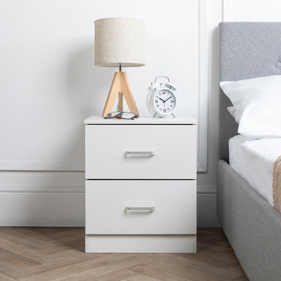 2 Drawer Bedside Table White (Set of 1)