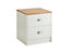 2 Drawer Bedside Table with Cup Handles in Cream & Oak Effect