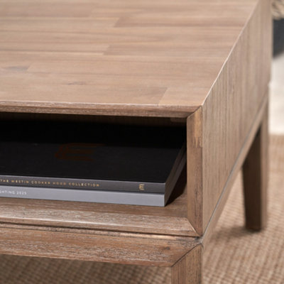 2 Drawer Black and Natural Acacia Wood Coffee Table