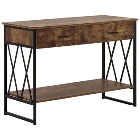 2 Drawer Console Table Dark Wood with Black AYDEN