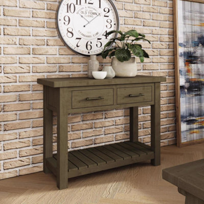 2 Drawer Console Table Solid Natural Reclaimed Pine